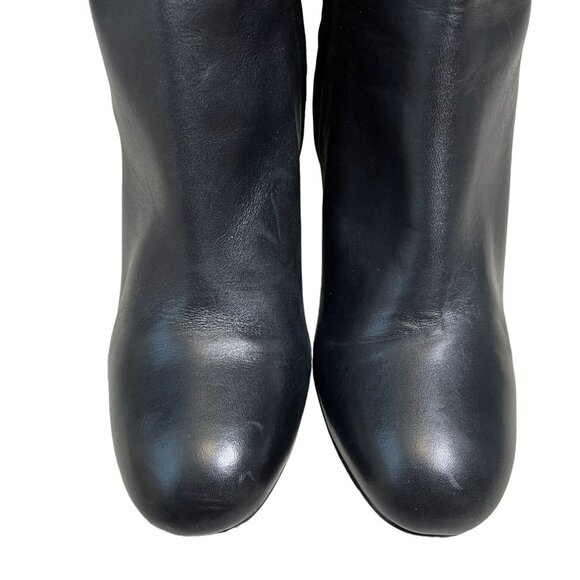 SOLD Anthropologie Seychelles Black Leather Heeled Ankle Boots Rounded Toe SZ 8 - Picture 8 of 12
